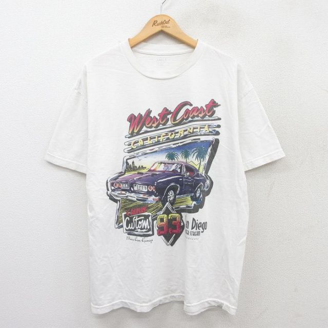 XL★古着 半袖 Tシャツ メンズ West Coast コットン クルーネック USA製 白 ホワイト 25jul26 中古