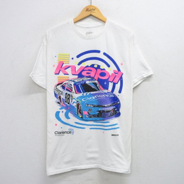 XL★古着 半袖 Tシャツ メンズ レーシングカー Kvapil クルーネック 白 ホワイト 25jul28 中古
