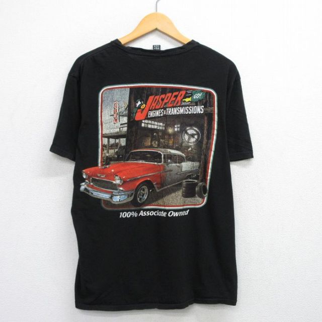 XL★古着 半袖 Tシャツ メンズ JASPER コットン クルーネック 黒 ブラック 25jul28 中古