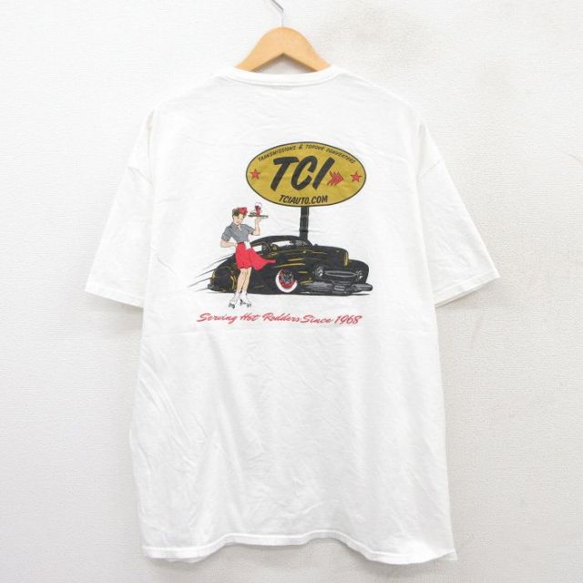 XL★古着 半袖 Tシャツ メンズ 車 女性 TCI 白 ホワイト 25jul29 中古