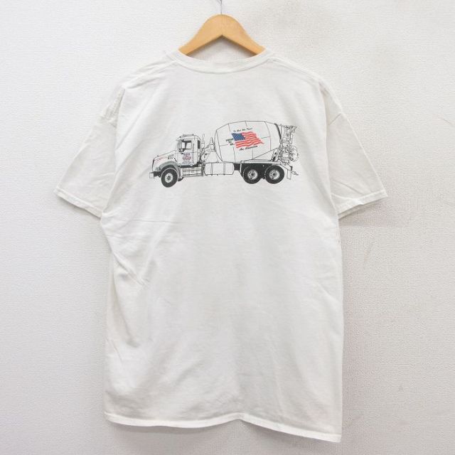 【50%OFF】XL★古着 半袖 ビンテージ Tシャツ メンズ 00年代 00s トラック HAVIN 大きいサイズ コットン クルーネック 白 ホワイト 25jul29 中古