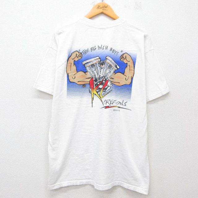KC CREATIONS 半袖Tシャツ 胸ポケット付き ホワイト XL | 古着