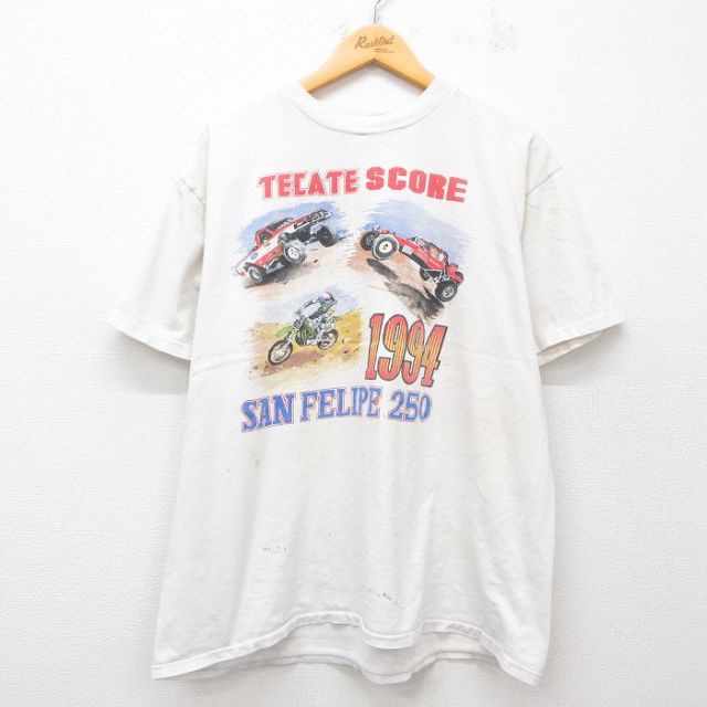 【50%OFF】XL★古着 オニータ ONEITA 半袖 ビンテージ Tシャツ メンズ 90年代 90s TECATE SCORE ネバダ ラスベガス コットン クルーネック 白 ホワイト 【spe】 25jul31 中古