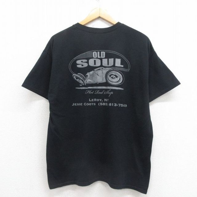 L★古着 半袖 Tシャツ メンズ ホットロッド HOT ROD クルーネック 黒 ブラック 25aug05 中古
