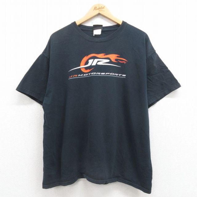XL★古着 半袖 ビンテージ Tシャツ メンズ 00年代 00s モータースポーツ 大きいサイズ コットン クルーネック 黒 ブラック 25aug05 中古