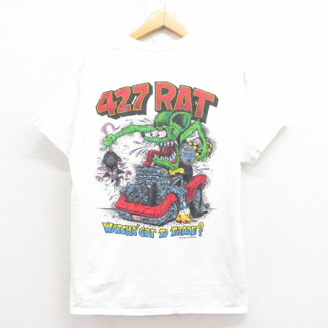 M★古着 半袖 Tシャツ メンズ ラットフィンク コットン 白 ホワイト 【spe】 25aug06 中古