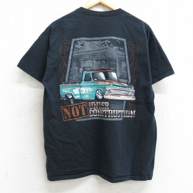 L★古着 半袖 ビンテージ Tシャツ メンズ 00年代 00s 車 クラシックカー コットン クルーネック 黒 ブラック 25aug07 中古