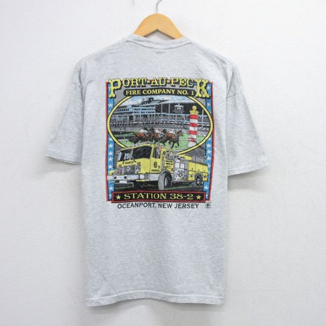 90s 半袖Tシャツ 消防車 グレー XL | 古着