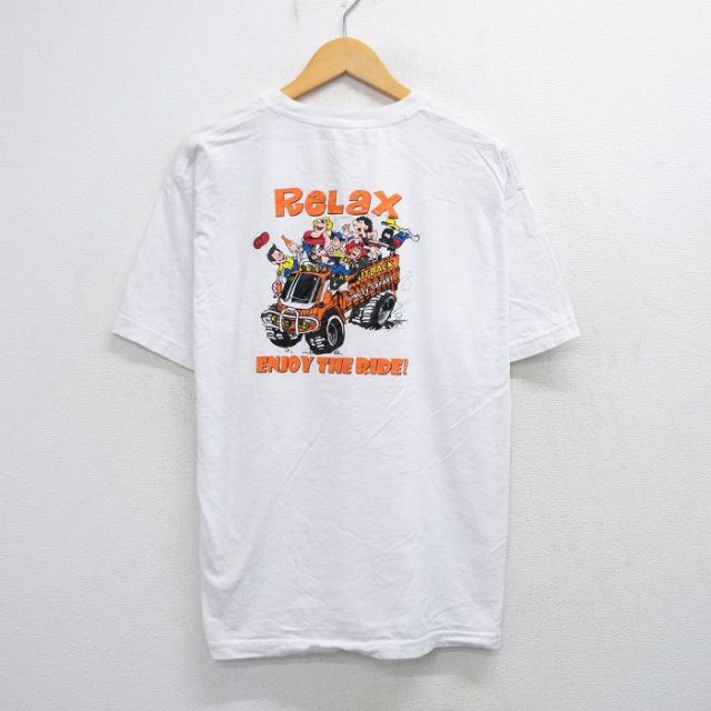 XL★古着 半袖 ビンテージ Tシャツ メンズ 00年代 00s トラック 子ども コットン クルーネック 白 ホワイト 25aug21 中古