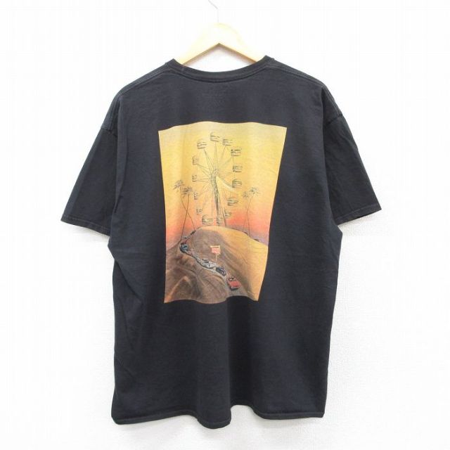 XL★古着 半袖 Tシャツ メンズ 車 クラシックカー インアンドアウトバーガー 大きいサイズ コットン クルーネック 黒 ブラック 【spe】 25aug22 中古
