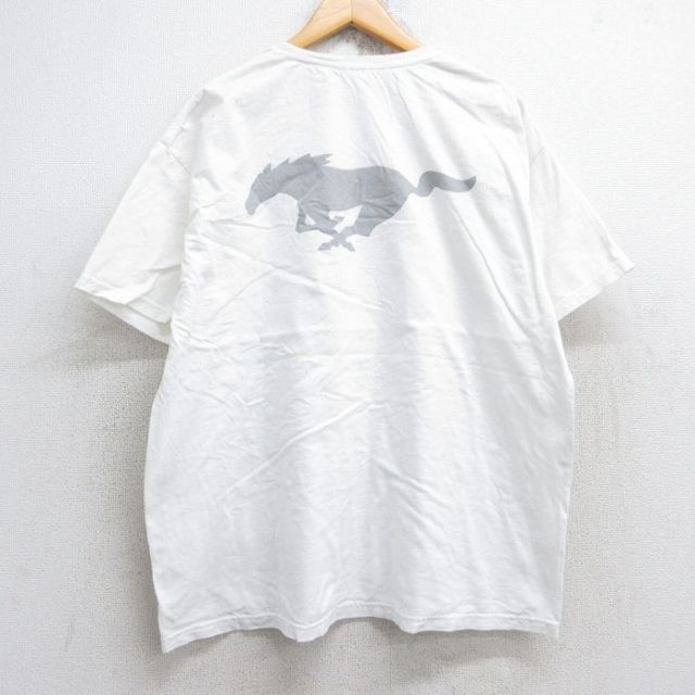 XL★古着 ヘインズ Hanes 半袖 ビンテージ Tシャツ メンズ 00年代 00s ムスタング 馬 大きいサイズ コットン クルーネック 白 ホワイト 25aug22 中古