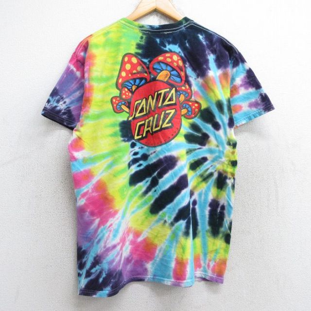 【50%OFF】L★古着 半袖 ビンテージ Tシャツ メンズ 00年代 00s サンタクルーズ キノコ コットン クルーネック 黄色他 イエロー タイダイ 25aug22 中古