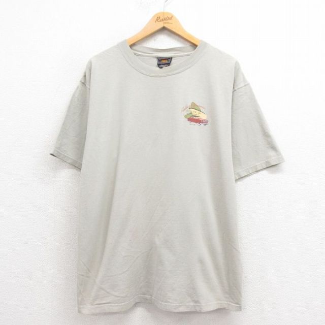 XL★古着 ルート66 半袖 ビンテージ Tシャツ メンズ 00年代 00s 車 大きいサイズ クルーネック USA製 薄ベージュ カーキ 25aug23 中古