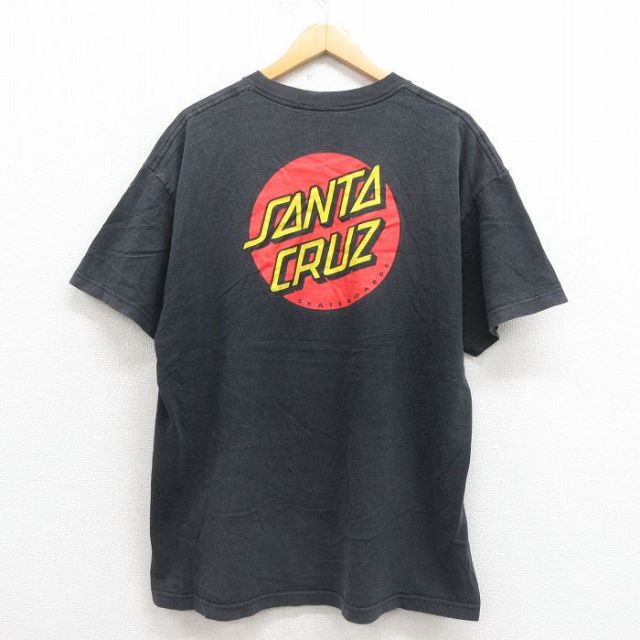 XL★古着 サンタクルーズ 半袖 Tシャツ メンズ ビッグロゴ コットン クルーネック 黒 ブラック 25aug23 中古