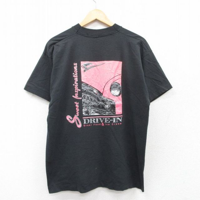 XL★古着 フルーツオブザルーム 半袖 ビンテージ Tシャツ メンズ 90年代 90s 車 クルーネック USA製 黒 ブラック 25aug23 中古