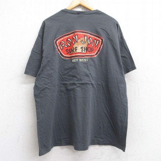 XL★古着 ロンジョン 半袖 Tシャツ メンズ キーウエスト 大きいサイズ コットン クルーネック 濃グレー 【spe】 25aug23 中古
