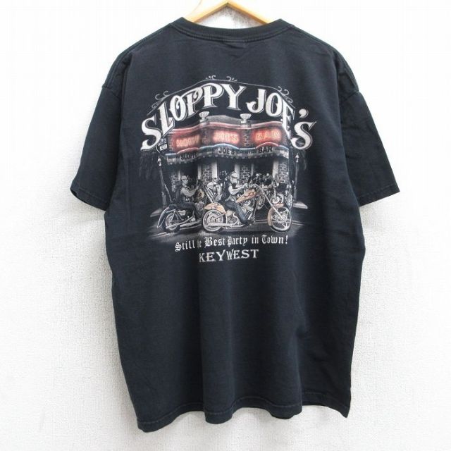 XL★古着 半袖 ビンテージ Tシャツ メンズ バイク スロッピージョー 大きいサイズ コットン クルーネック 黒 ブラック 25aug23 中古