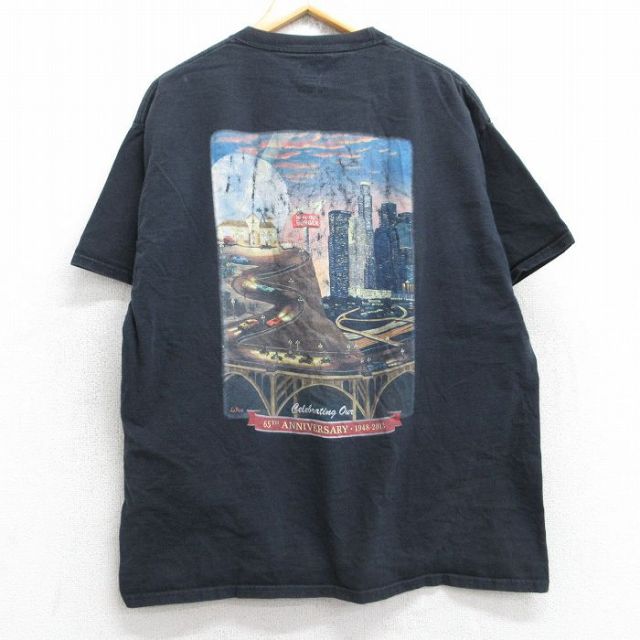 XL★古着 ヘインズ Hanes 半袖 Tシャツ メンズ バイク 車 インアンドアウトバーガー コットン クルーネック 黒 ブラック 25aug29 中古