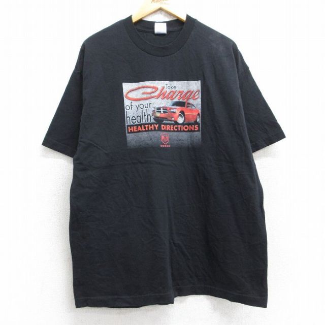 XL★古着 半袖 ビンテージ Tシャツ メンズ 90年代 90s 車 ダッジ コットン クルーネック USA製 黒 ブラック 25aug29 中古
