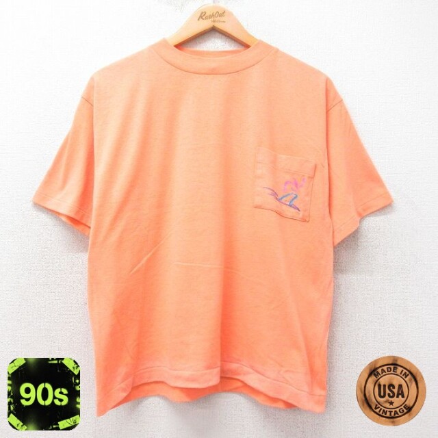 90s 半袖Tシャツ サーフィン オレンジ L | 古着
