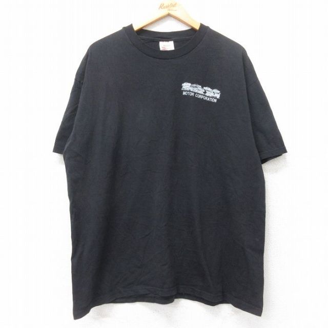 XL★古着 ヘインズ Hanes 半袖 ビンテージ Tシャツ メンズ 00年代 00s 車 MOTOR CORPORATION 大きいサイズ コットン クルーネック 黒 ブラック 25aug29 中古