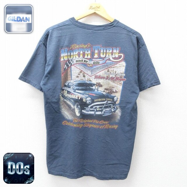 00s 半袖Tシャツ レーシングカー ネイビー メンズL相当 | 古着