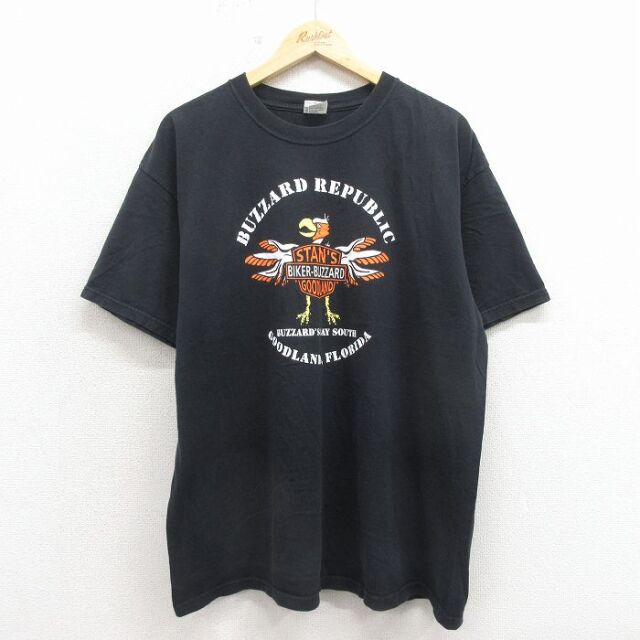 00s 半袖Tシャツ バイカー 鳥 ブラック メンズXL相当 | 古着
