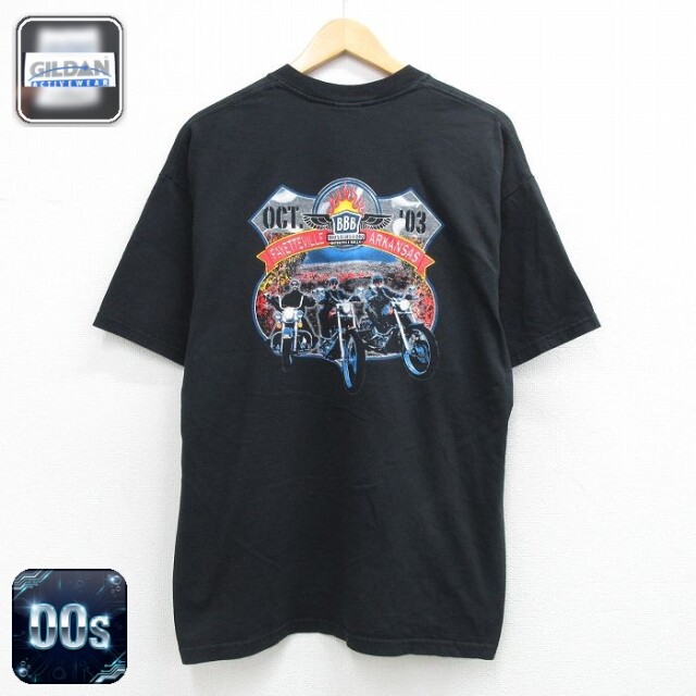 00s 半袖Tシャツ BIKES BLUES&BQQ ブラック メンズXL相当 | 古着