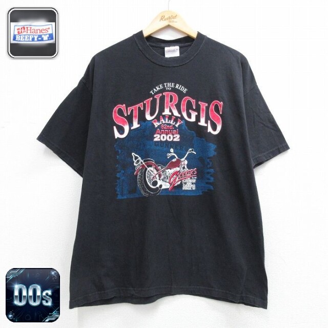 ヘインズ 00s 半袖Tシャツ スタージスバイク ブラック メンズXL相当 | 古着