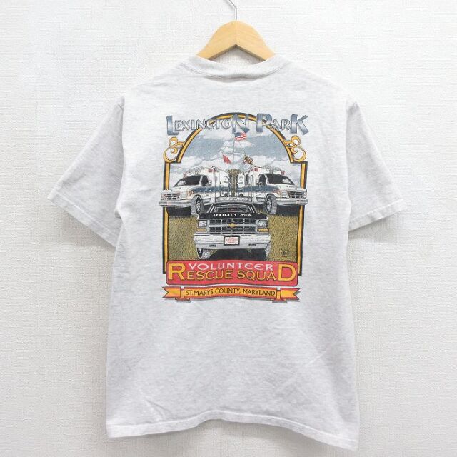 90s 半袖Tシャツ レスキュー車 グレー メンズL相当 | 古着
