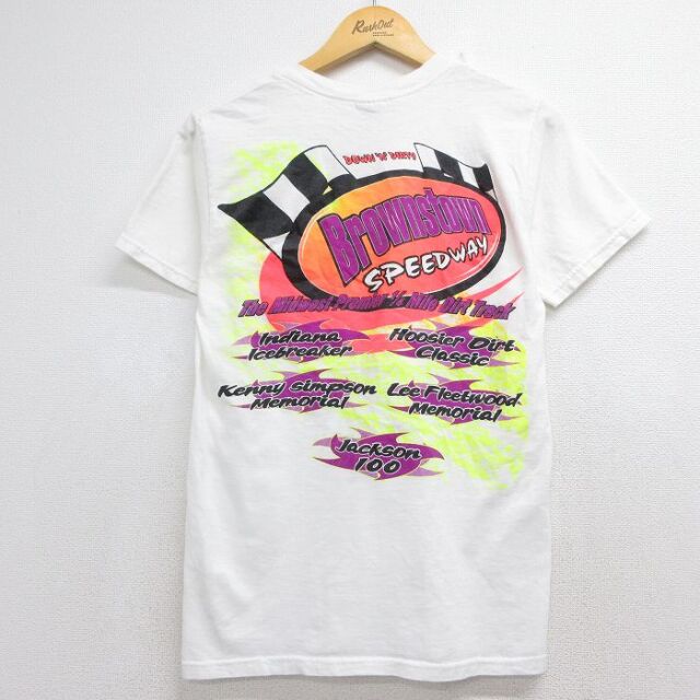 フルーツオブザルーム 00s 半袖Tシャツ Brownstown SPEEDWAY ホワイト メンズS相当 | 古着