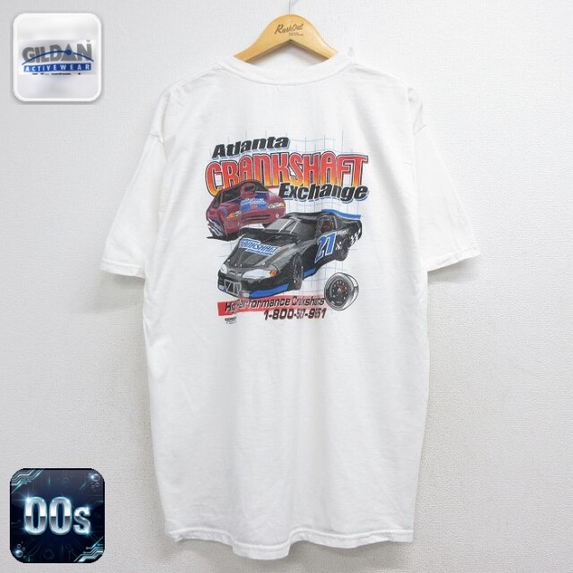 00s 半袖Tシャツ CRANKSHAFTレーシングカー ホワイト メンズXL相当 | 古着