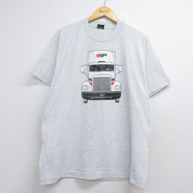 フルーツオブザルーム 90s 半袖Tシャツ トラック両面プリント グレー メンズXL相当 | 古着