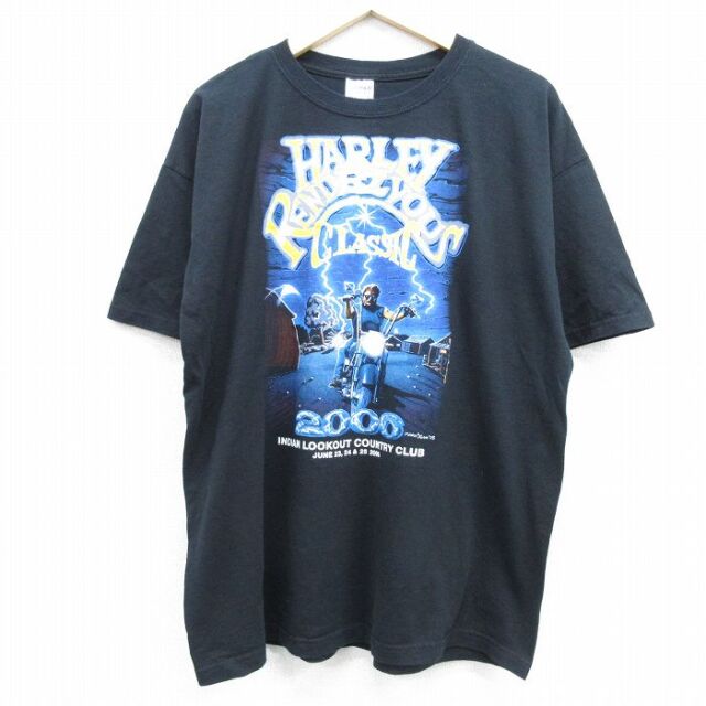 00s 半袖Tシャツ バイク ハーレー ブラック メンズXL相当 | 古着