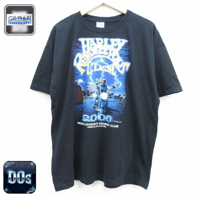 00s 半袖Tシャツ バイク ハーレー ブラック メンズXL相当 | 古着