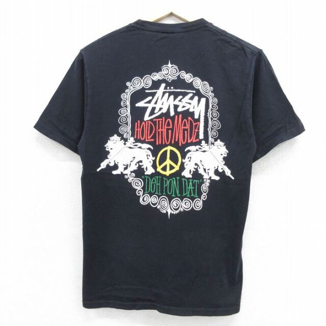 ステューシー S 半袖Tシャツ ビッグロゴピースマーク ブラック メンズS相当 | 古着