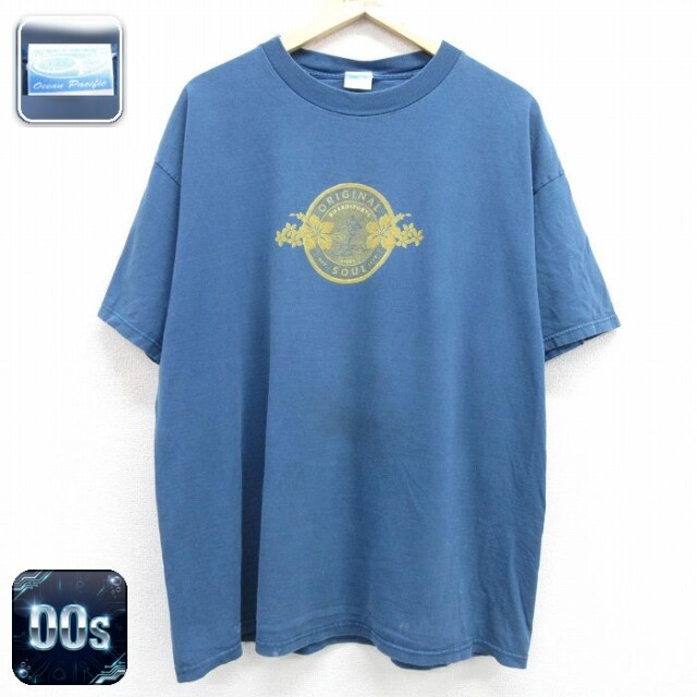 オーシャンパシフィック 00s 半袖Tシャツ サーフィン ネイビー メンズXL相当 | 古着