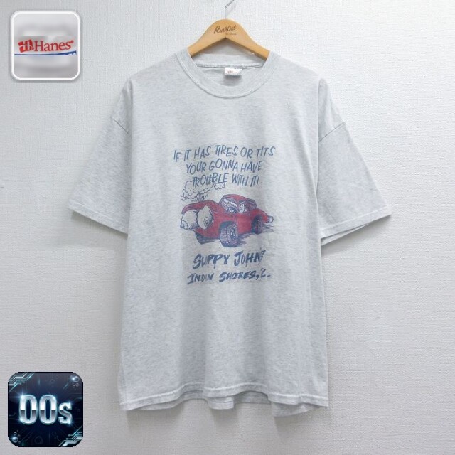 ヘインズ 00s 半袖Tシャツ 車 グレー メンズXL相当 | 古着