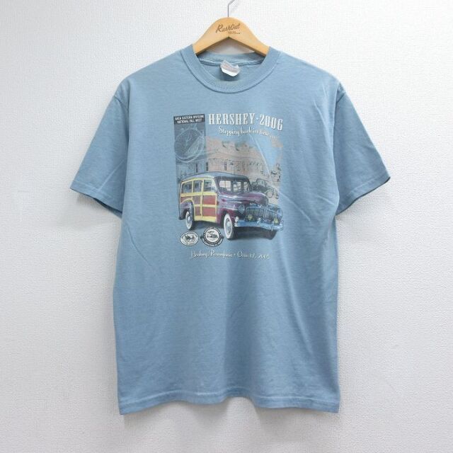 ヘインズ 00s 半袖Tシャツ HERSHEY ライトブルー メンズL相当 | 古着