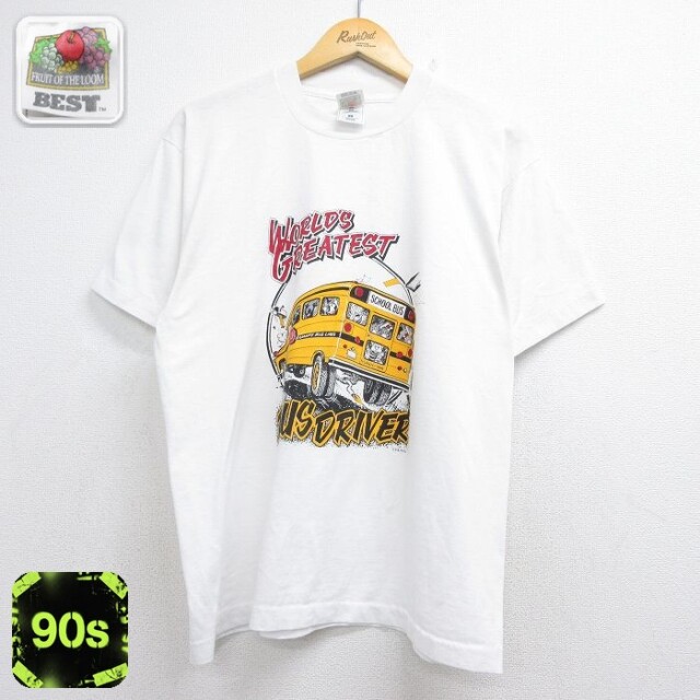 フルーツオブザルーム 90s 半袖Tシャツ バス ホワイト メンズL相当 | 古着