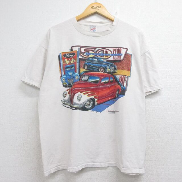 ジャージーズ 90s 半袖Tシャツ ホットロッド ホワイト メンズXL相当 | 古着