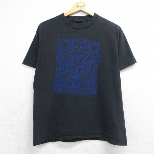 M★古着 NHS 半袖 Tシャツ メンズ インディペント クルーネック ブラック【spe】 26jul09