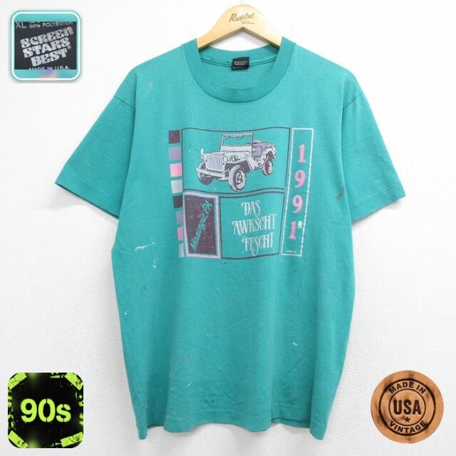 スクリーンスターズ 90s 半袖Tシャツ ジープ グリーン メンズL相当 | 古着