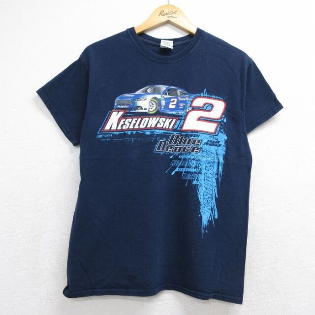M★古着 半袖 ビンテージ Tシャツ メンズ 00年代 00s レーシングカー ブラッドケセロウスキー ネイビー 26jul10