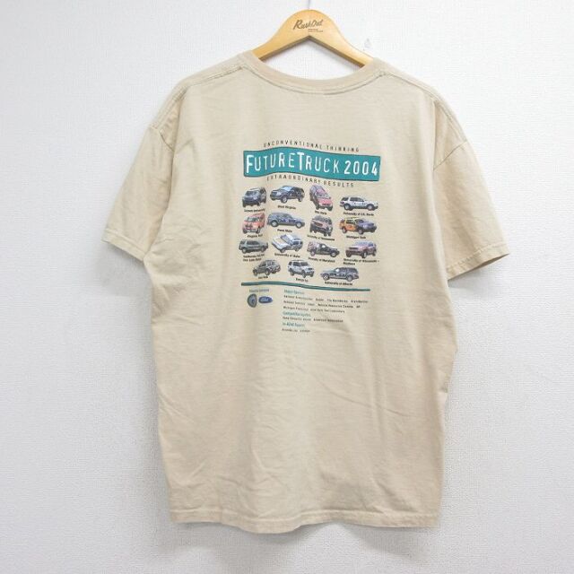 XL★古着 半袖 ビンテージ Tシャツ メンズ 00年代 00s FUTURE TRUCK フォード Ford 大きいサイズ コットン クルーネック ベージュ 26jul10