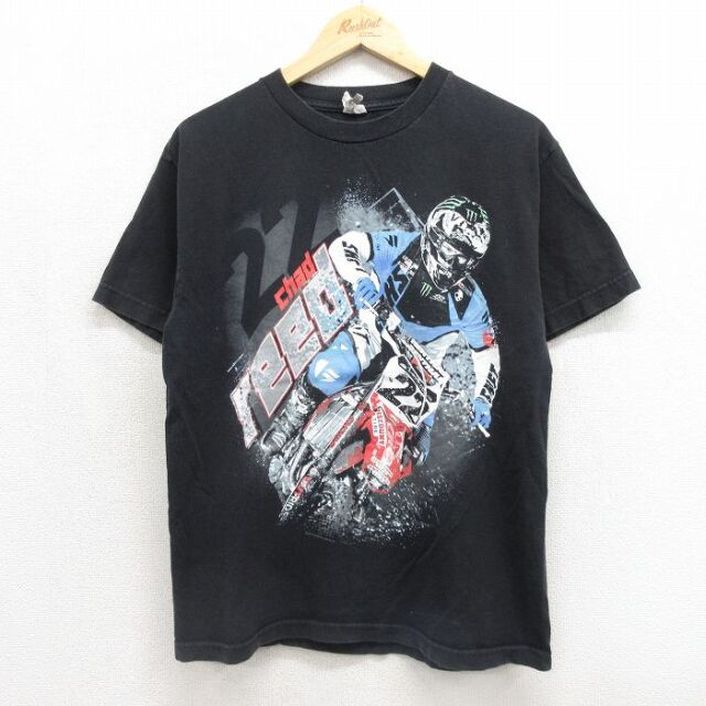 半袖Tシャツ モトクロスバイク ブラック メンズM相当 | 古着