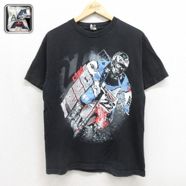 半袖Tシャツ モトクロスバイク ブラック メンズM相当 | 古着