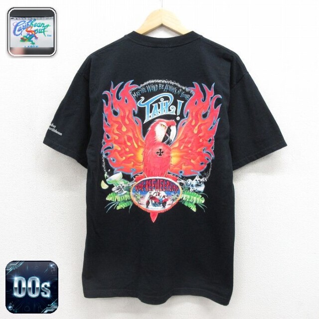 00s 半袖Tシャツ 鳥 ブラック メンズL相当 | 古着