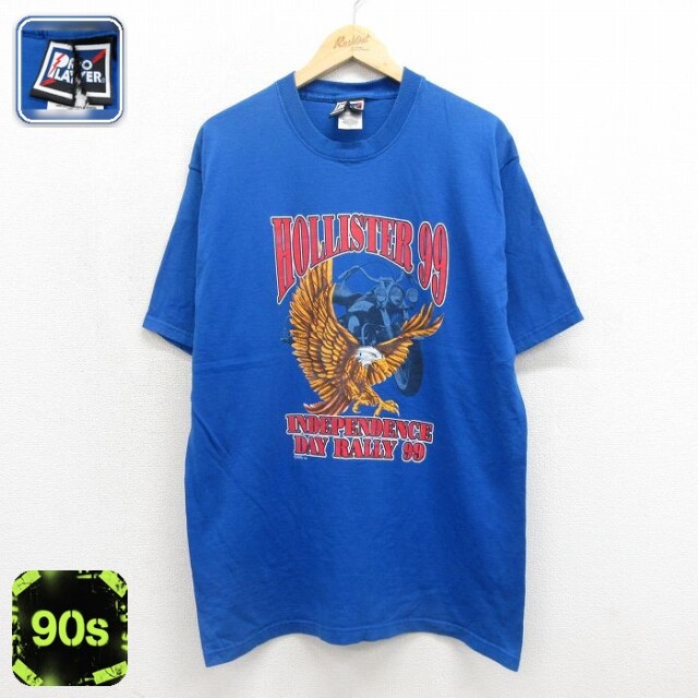 半袖 ビンテージ Tシャツ 90s HOLLISTER コットン クルーネック ブルー メンズL相当 | 古着