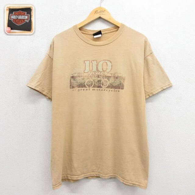 ハーレーダビッドソン 半袖Tシャツ ボロ ベージュ メンズL相当 | 古着